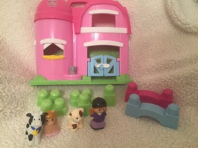 Girls Pink First Mega Blok Horse Stable w/ Blocks, Horse, Pony, Cat, Cow, Pony - Image 1 of 4