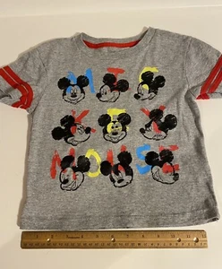 Disney Many Faces Of Mickey Mouse Ears Kids T-Shirt Gray Grey Size 4T  - Picture 1 of 5