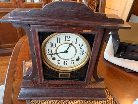 Ingraham Eight Day Vintage Shelf Desk Mantel Clock Mahogany Wood USA Made Cover