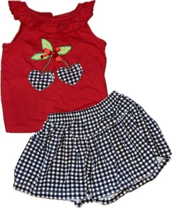 Kids Headquarters Girls cherry hearts Cotton Top & Shorts Set  - Picture 1 of 1