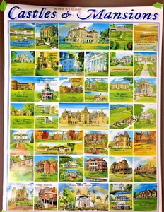 American Castles and MANSIONS Poster 33 x 25 von White Mountain 1999 Vintage - Bild 1 von 4