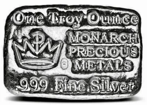 1 oz .999 Silver Bar - Hand Poured - Monarch Precious Metals Hand Poured - Picture 1 of 2