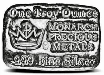 1 oz .999 Silver Bar - Hand Poured - Monarch Precious Metals Hand Poured - Image 1 of 2