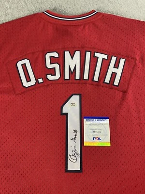 CARDINALS OZZIE SMITH AUTOGRAPH #1 RED COOPERSTOWN COLLECTION JERSEY PSA AL75394 - Image 1 of 4