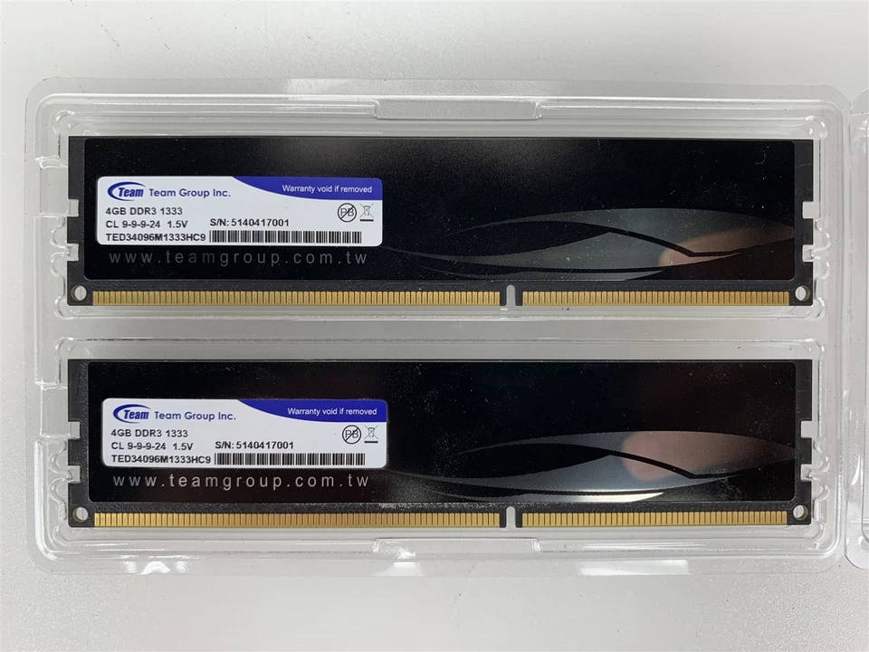 Team Group 8GB Kit 2x 4GB DDR3 1333MHZ TED34096M1333HC9 1.5V DIMM PC RAM 240P - Image 1 of 2