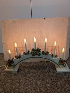Vintage Konst Smide Swedish Design White Christmas Candle Arch With Box Bu7 - Imagen 1 de 18