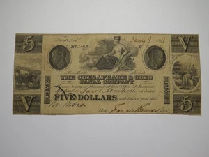 $5 1841 Frederick Maryland MD Obsolete Currency Bank Note Bill Chesapeake & Ohio - Picture 1 of 2