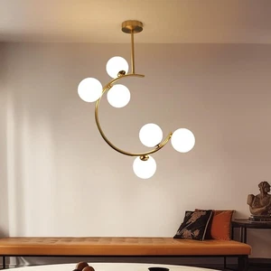 FRIDEKO HOME Semi Flush Mount Ceiling Light - Gold Mid Century Chandelier wit... - Picture 1 of 7