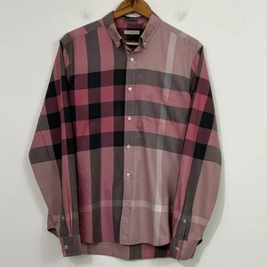 Camisa Burberry Brit Rosa a Cuadros Explosionados Para Hombre Grande Informal Clásica Con Botones - Imagen 1 de 14
