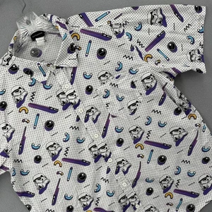 Star Wars Mens Stormtroopers Lightsaber Retro 80's Button Up Short Sleeve Shirt - Picture 1 of 12