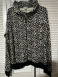 Juicy Couture XL Women Stretch Velour Track Sweat Hoodie Jacket Leopard Print - Picture 1 of 7