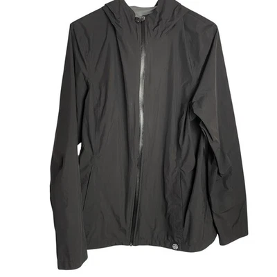 Chaqueta cortavientos cooperativa REI para mujer L negra nailon cremallera lluvia ligera con capucha Foto 1 de 4