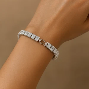 "10 Ct Certified Natural Diamond Bracelet in 14K White Gold, Treated" - Picture 1 of 1