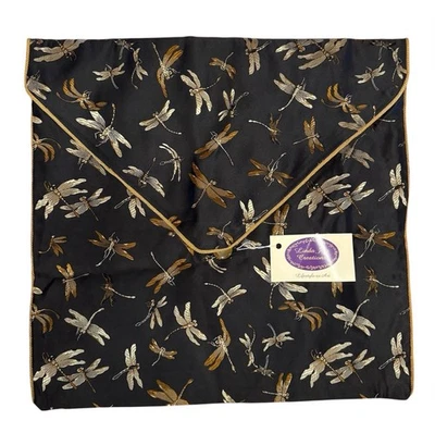 Новый с Ярлыками черный шелк наволочка с узором стрекозы и кнопка закрытия - Изображение 1 из 4