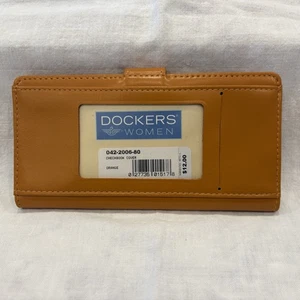 Vintage Dockers Womens Smooth Faux Leather Orange Checkbook Holder New Old Stock - Picture 1 of 5