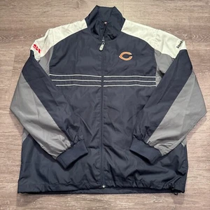 Chicago Bears Jacket Mens Large Blue Zip Up Windbreaker NFL Reebok Football - Picture 1 of 10