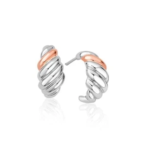 Clogau Jewellery Ladies Silver & Welsh Gold Lover's Twist Earrings 3SLTW0614 - Picture 1 of 3