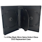 4 Way Black DVD 39mm Spine Holds 4 Discs Empty Brand New Replacement Cases LOT