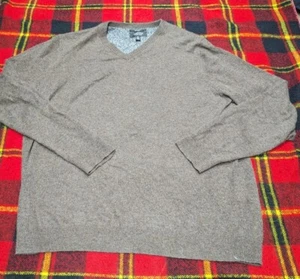 Nordstrom Sweater Mens Brown V-Neck Cashmere Long Sleeve Casual Pullover Sz XL - Picture 1 of 4