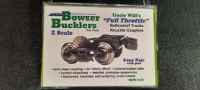 Z SCALE Full Throttle WDW#100  (4 Pairs)  BETTENDORF TRUCKS -w/ Knuckle Couplers - Image 1 of 3