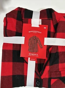 Wondershop Womens Xsmall Christmas Buffalo Red & Black Plaid Pajama Shirt - Picture 1 of 5