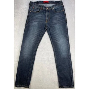 MBX Jeans Mens 34x30 Blue Denim Slim Stretch Straight Leg Medium Wash Grunge - Picture 1 of 11