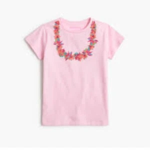 Crewcuts by J Crew short sleeve t shirt sz L 10-11 Pink floral necklace New - Picture 1 of 6