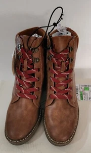 St. Johns Bay Women's Boots Lace Up Size 8M Cognac Memory Foam NIB - Picture 1 of 6