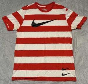 The Nike Tee Striped Red White Crew T-Shirt Y2K Check Logo Black EUC Waldo Style - Picture 1 of 8