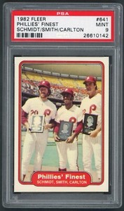 1982 Fleer Phillies' Finest Schmidt Smith Carlton #641 PSA 9 MINT HALL OF FAME