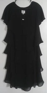 Patra Black Chiffon Layered Ruffle Shift Dress Capelet 10 Elegant Cocktail Party - Picture 1 of 8