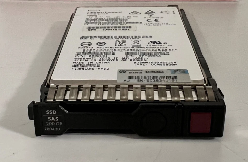 HP 200GB 12G 779164-B21 SAS Mainstream Endurance SFF 2.5" ENT SC H2 SSD - Image 1 of 4