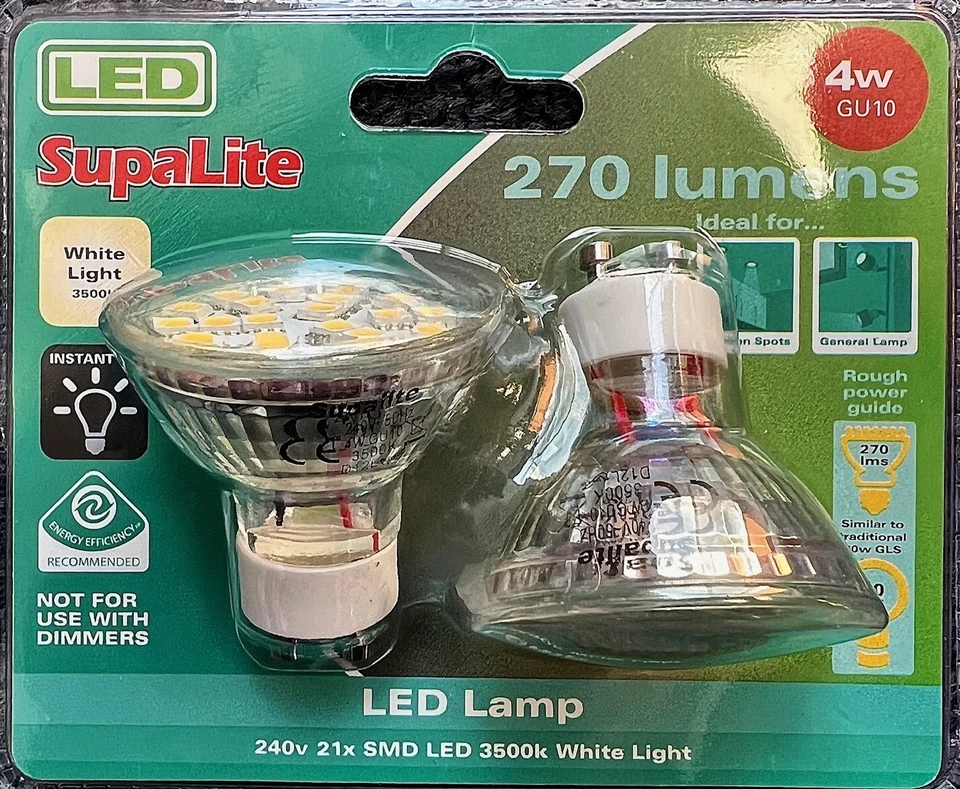 4W GU10 LED Bulbs White Light 240V PACK OF 2 - Image 1 of 1