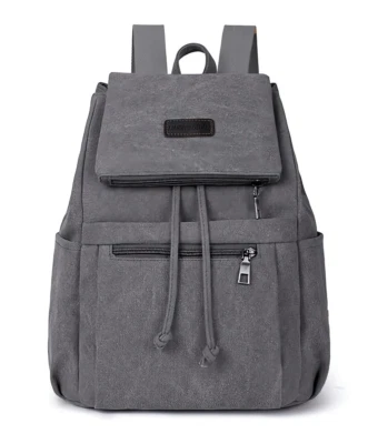 Unisex Rucksack, Leinwand, 20-35L, 13 Zoll Laptop, Reisen/Schule/Uni, Grau - Bild 1 von 4