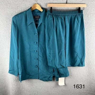 Top y falda Spenser Jeremy para mujer talla 6 verde azulado 100 % seda nueva con etiquetas vintage Foto 1 de 4