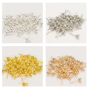5-10-20-30-50 PAIR 304 Stainless Steel Ball Post Stud Earring Findings Jewellery - Picture 1 of 26
