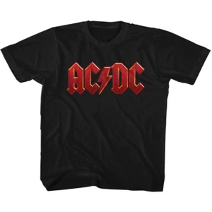 AC/DC Kids T-Shirt Distressed Red Logo Black Tee - Picture 1 of 2