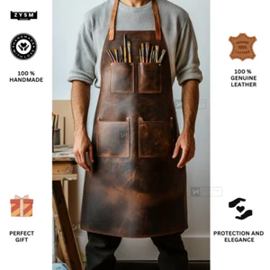 Leather Apron Butcher Apron Chef Apron BBQ Apron Cooking Apron For Men Women - Picture 1 of 6