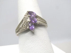 Anillo Amatista Marquesa Esterlina Vintage, Art Deco, Talla 9.5, 3.17 gr. Años 80 - Imagen 1 de 8
