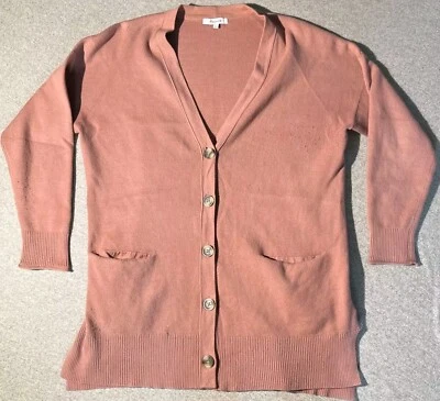 Madewell Cardigan Sweater Women’s Size Large Rust Beige Button - Image 1 of 4