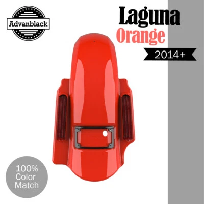 LAGUNA ORANGE Single Cutout Dominator Extended Stretched Rear Fender For Harley - Image 1 of 4