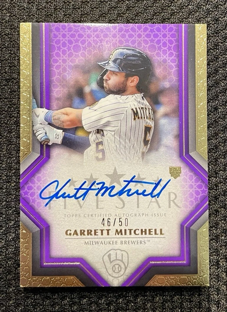 2023 Topps Five Star Rookie Garrett Mitchell Purple AUTO /50 Milwaukee Brewers
