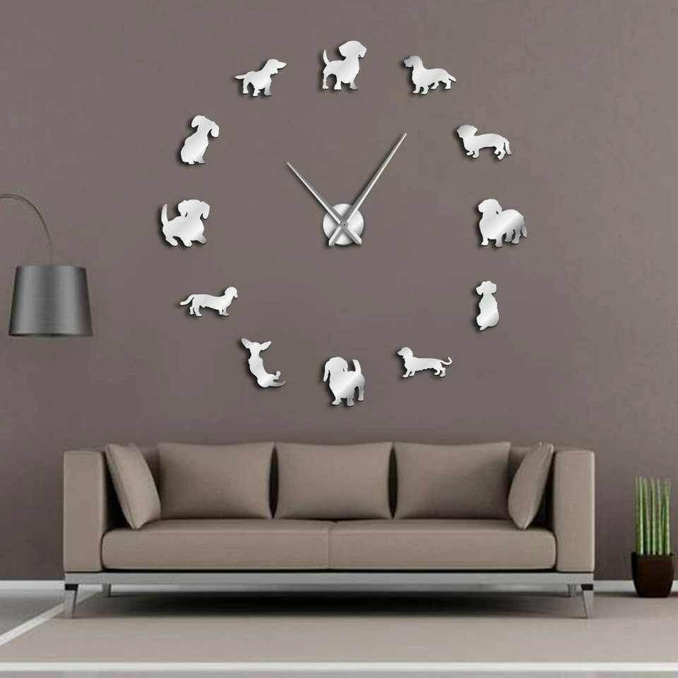 DIY Dachshund Wall Art Wiener Dog Puppy Pet Frameless Giant Wall Clock Analog - Image 1 of 4