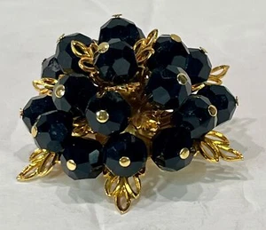Austria Jet Black Bead 1¾" Brooch - Picture 1 of 3