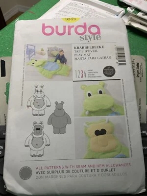 Uncut Burda Pattern 9513 Cute HIPPO PLAY MAT Uncut Pattern - Image 1 of 3