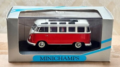VW Volkswagen T1 Bus Samba – 1:43 – Minichamps – rot/weiß – OVP - 430 052302 - Bild 1 von 4