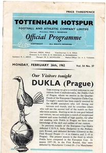 tottenham hotspur v f.c. dukla prague. 26-2-1962. european cup quarter final . - Picture 1 of 2