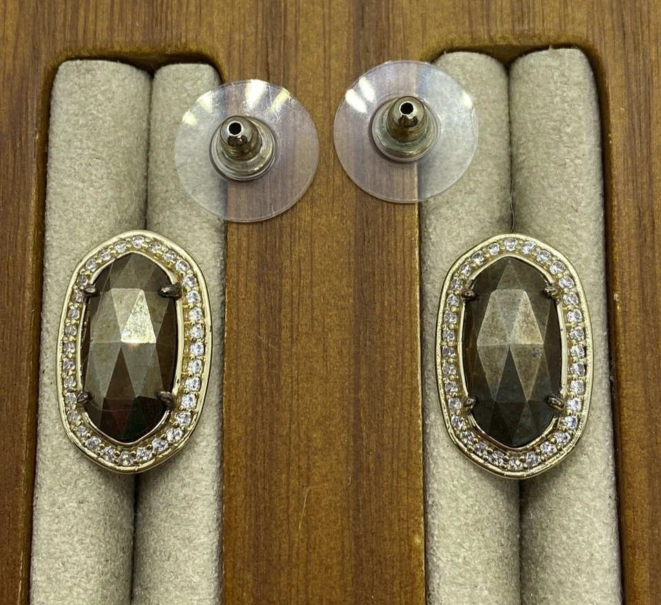 Pendientes Kendra Scott Elaine Cristal Pirita Halo Tono Dorado Foto 1 de 4