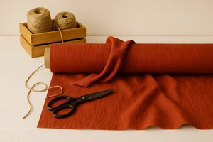 Carmine Red Linen Blend Fabric by the Yard – Sewing, Upholstery & Crafts - Picture 1 of 10