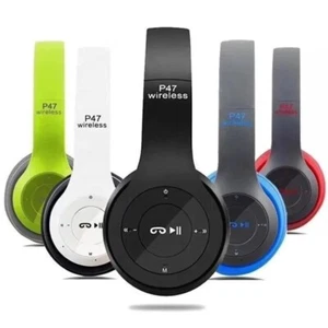 CUFFIE P47 WIRELESS BLUETOOTH PIEGHEVOLI SMARTPHONE PC STEREO MICROFONO - Foto 1 di 18